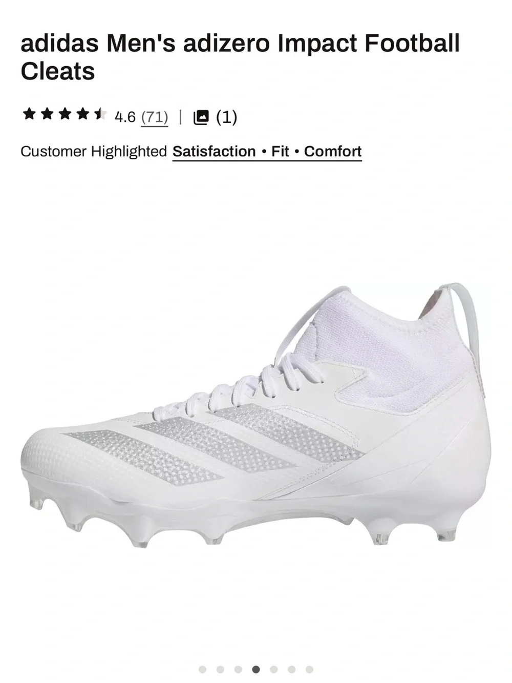 adidas White Football Cleats with white Stripes